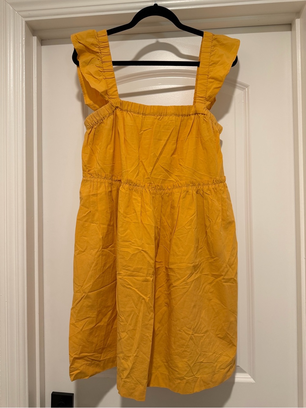 Madewell Mustard Yellow Ruffle-Shoulder Sundress